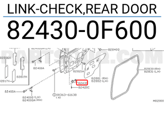 Nissan 824300F600 LINK-CHECK,REAR DOOR