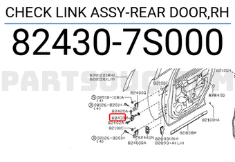 Nissan 824307S000 CHECK LINK ASSY-REAR DOOR,RH