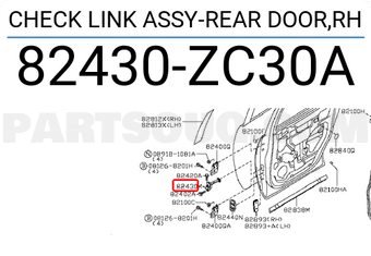 Nissan 82430ZC30A CHECK LINK ASSY-REAR DOOR,RH