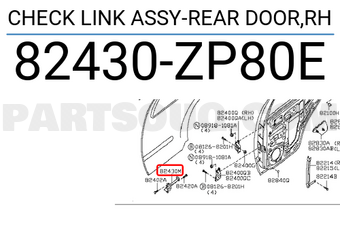 Nissan 82430ZP80E CHECK LINK ASSY-REAR DOOR,RH