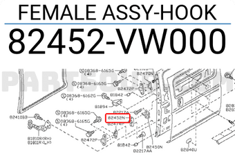 Nissan 82452VW000 FEMALE ASSY-HOOK