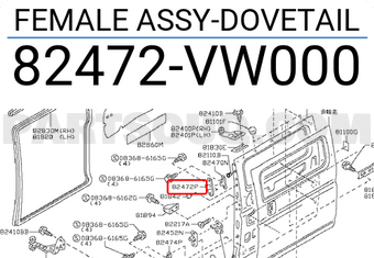 Nissan 82472VW000 FEMALE ASSY-DOVETAIL