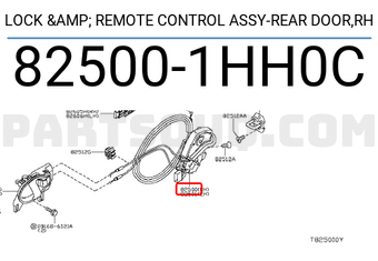 Nissan 825001HH0C LOCK & REMOTE CONTROL ASSY-REAR DOOR,RH
