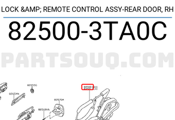 Nissan 825003TA0C LOCK & REMOTE CONTROL ASSY-REAR DOOR, RH