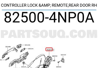 Nissan 825004NP0A CONTROLLER LOCK & REMOTE,REAR DOOR RH