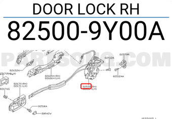 Nissan 825009Y00A DOOR LOCK RH