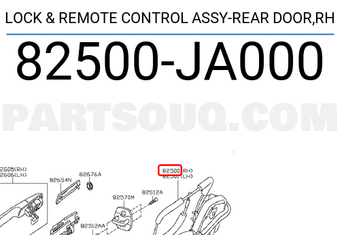 Nissan 82500JA000 LOCK & REMOTE CONTROL ASSY-REAR DOOR,RH