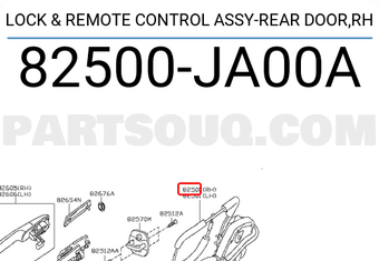 Nissan 82500JA00A LOCK & REMOTE CONTROL ASSY-REAR DOOR,RH
