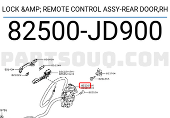 Nissan 82500JD900 LOCK & REMOTE CONTROL ASSY-REAR DOOR,RH