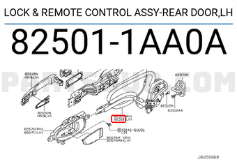 Nissan 825011AA0A LOCK & REMOTE CONTROL ASSY-REAR DOOR,LH