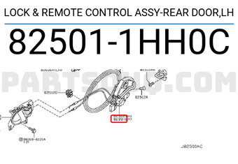 Nissan 825011HH0C LOCK & REMOTE CONTROL ASSY-REAR DOOR,LH