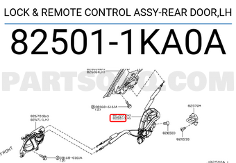 Nissan 825011KA0A LOCK & REMOTE CONTROL ASSY-REAR DOOR,LH