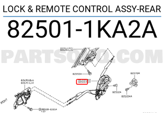 Nissan 825011KA2A LOCK & REMOTE CONTROL ASSY-REAR