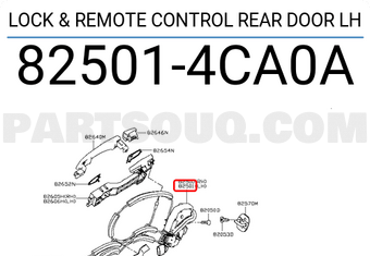 Nissan 825014CA0A LOCK & REMOTE CONTROL REAR DOOR LH
