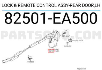 Nissan 82501EA500 LOCK & REMOTE CONTROL ASSY-REAR DOOR,LH