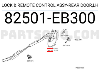 Nissan 82501EB300 LOCK & REMOTE CONTROL ASSY-REAR DOOR,LH