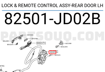 Nissan 82501JD02B LOCK & REMOTE CONTROL ASSY-REAR DOOR LH