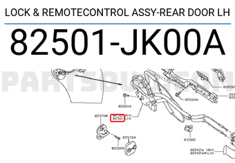 Nissan 82501JK00A LOCK & REMOTECONTROL ASSY-REAR DOOR LH
