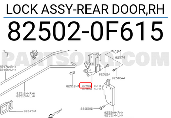 Nissan 825020F615 LOCK ASSY-REAR DOOR,RH