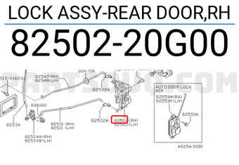 Nissan 8250220G00 LOCK ASSY-REAR DOOR,RH