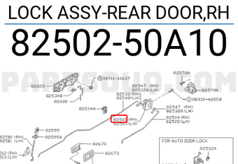 Nissan 8250250A10 LOCK ASSY-REAR DOOR,RH