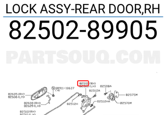 Nissan 8250289905 LOCK ASSY-REAR DOOR,RH