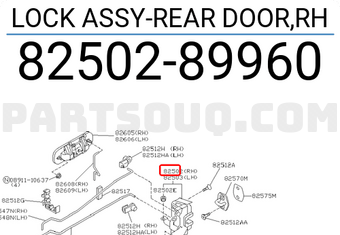 Nissan 8250289960 LOCK ASSY-REAR DOOR,RH