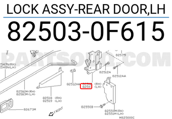 Nissan 825030F615 LOCK ASSY-REAR DOOR,LH
