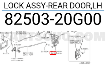 Nissan 8250320G00 LOCK ASSY-REAR DOOR,LH