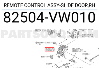 Nissan 82504VW010 REMOTE CONTROL ASSY-SLIDE DOOR,RH