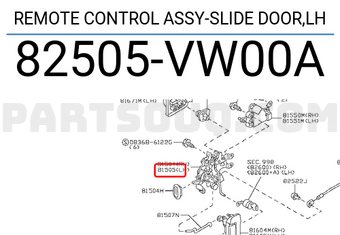 Nissan 82505VW00A REMOTE CONTROL ASSY-SLIDE DOOR,LH