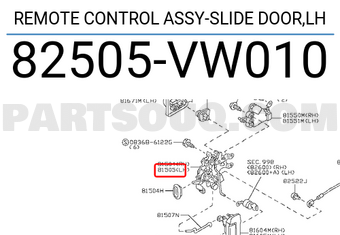 Nissan 82505VW010 REMOTE CONTROL ASSY-SLIDE DOOR,LH