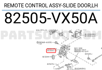 Nissan 82505VX50A REMOTE CONTROL ASSY-SLIDE DOOR,LH