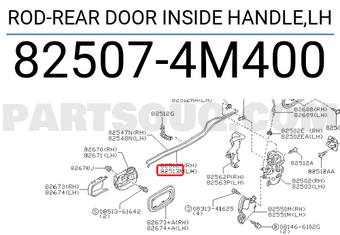 Nissan 825074M400 ROD-REAR DOOR INSIDE HANDLE,LH