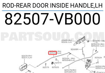 Nissan 82507VB000 ROD-REAR DOOR INSIDE HANDLE,LH