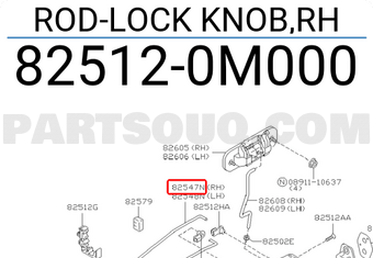Nissan 825120M000 ROD-LOCK KNOB,RH