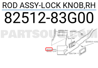 Nissan 8251283G00 ROD ASSY-LOCK KNOB,RH