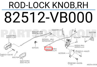 Nissan 82512VB000 ROD-LOCK KNOB,RH