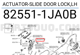 Nissan 825511JA0B ACTUATOR-SLIDE DOOR LOCK,LH