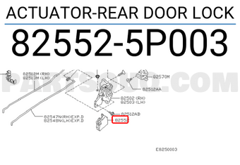 Nissan 825525P003 ACTUATOR-REAR DOOR LOCK
