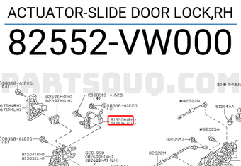 Nissan 82552VW000 ACTUATOR-SLIDE DOOR LOCK,RH