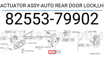 Nissan 8255379902 ACTUATOR ASSY-AUTO REAR DOOR LOCK,LH
