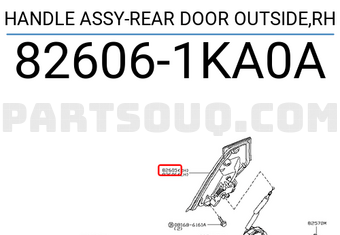 Nissan 826061KA0A HANDLE ASSY-REAR DOOR OUTSIDE,RH