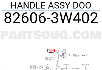 Nissan 826063W402 HANDLE ASSY DOO