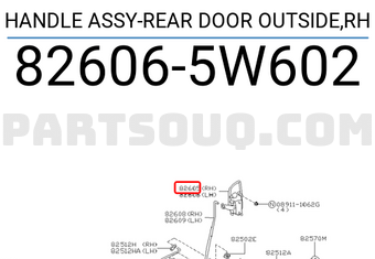 Nissan 826065W602 HANDLE ASSY-REAR DOOR OUTSIDE,RH