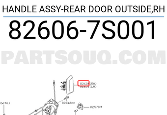 Nissan 826067S001 HANDLE ASSY-REAR DOOR OUTSIDE,RH