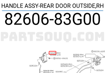 Nissan 8260683G00 HANDLE ASSY-REAR DOOR OUTSIDE,RH