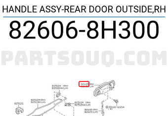 Nissan 826068H300 HANDLE ASSY-REAR DOOR OUTSIDE,RH