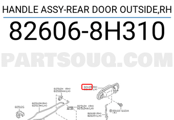 Nissan 826068H310 HANDLE ASSY-REAR DOOR OUTSIDE,RH