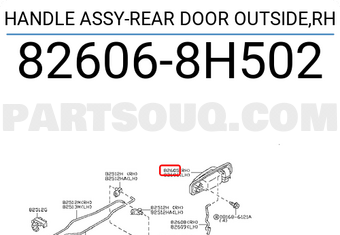 Nissan 826068H502 HANDLE ASSY-REAR DOOR OUTSIDE,RH